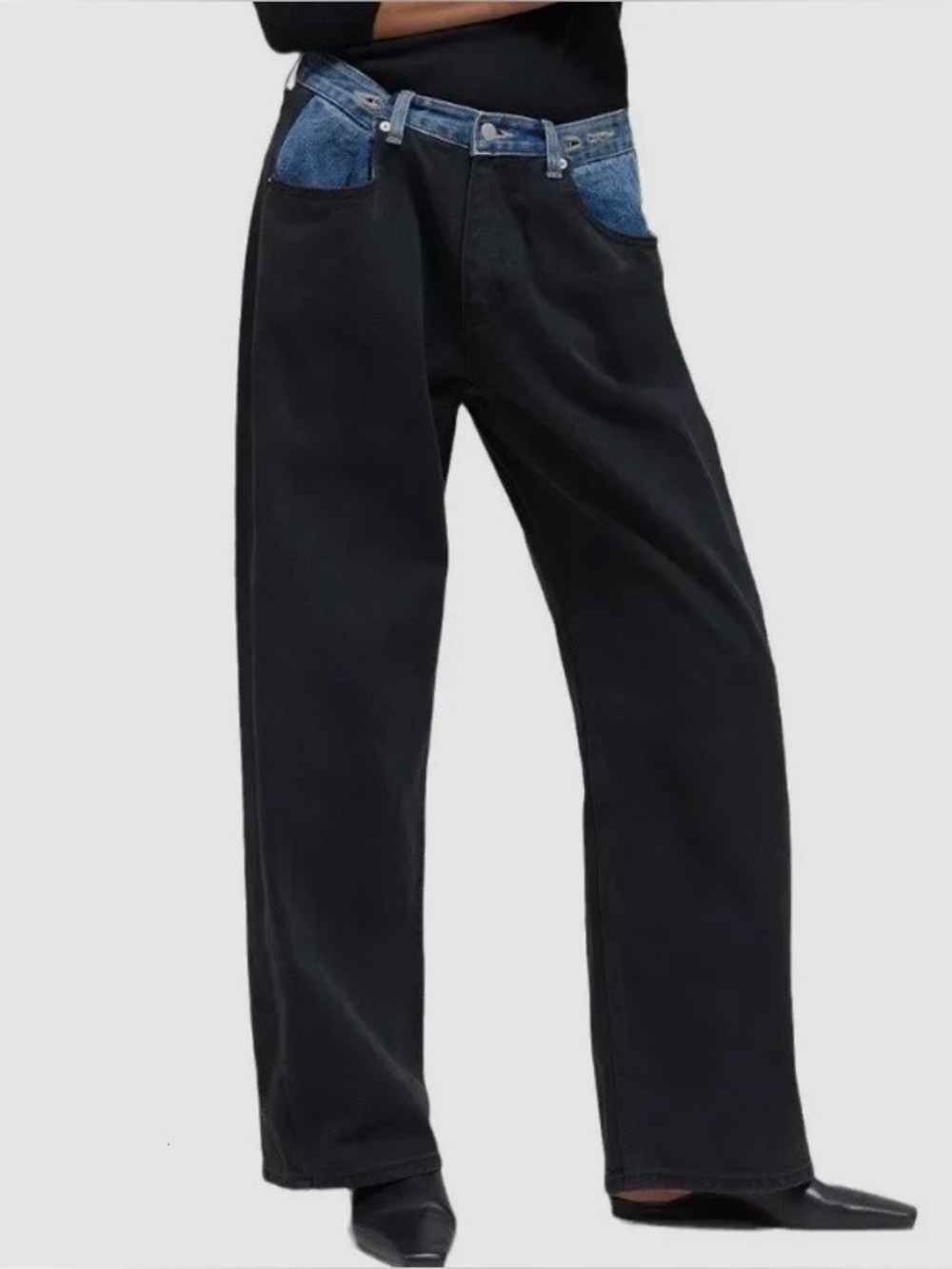 Gianni Bini Contrast denim blue & Black Women's Jeans